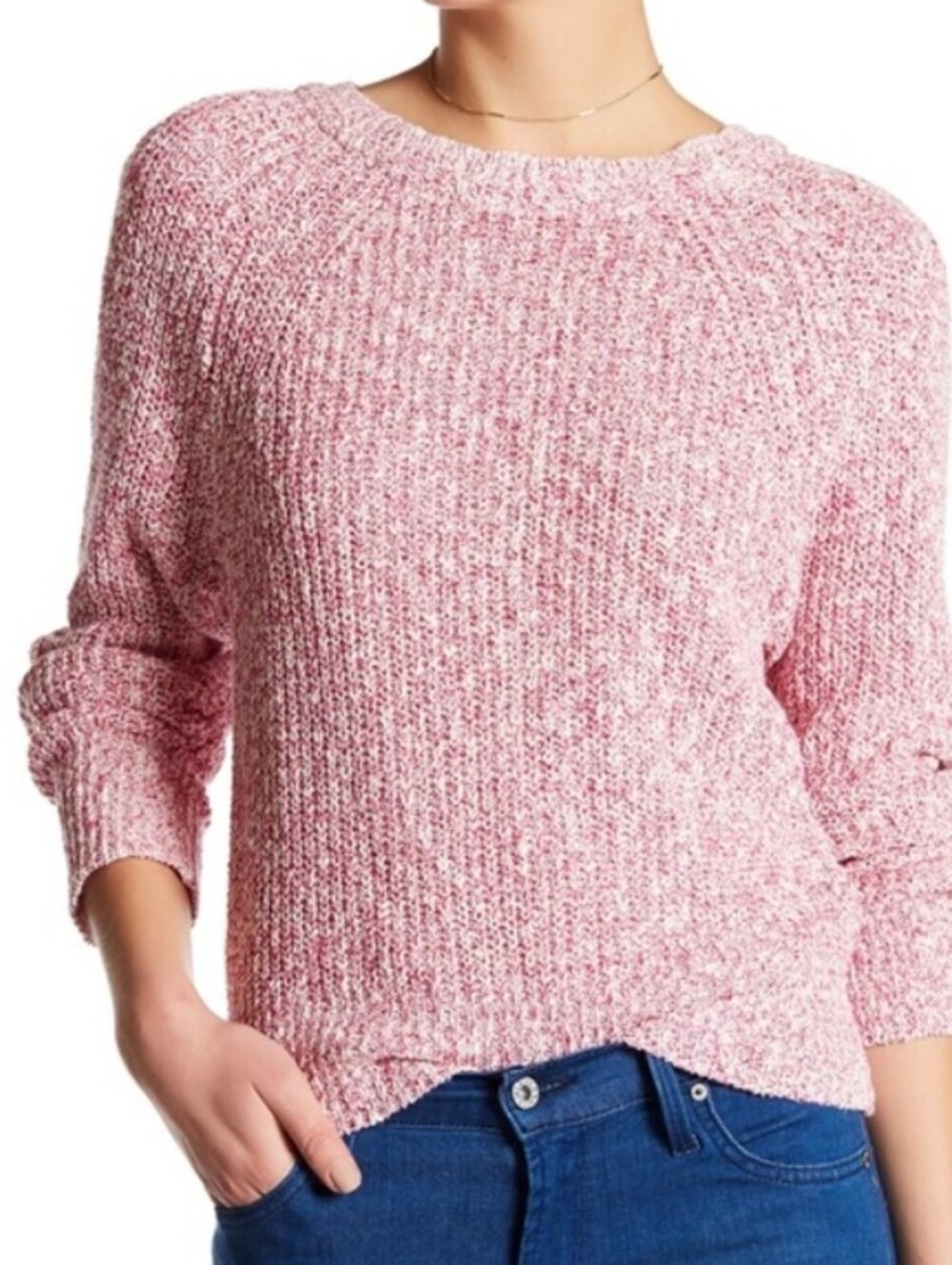 Free People Pink Marled Electric City Pullover Sweater - Size - Small